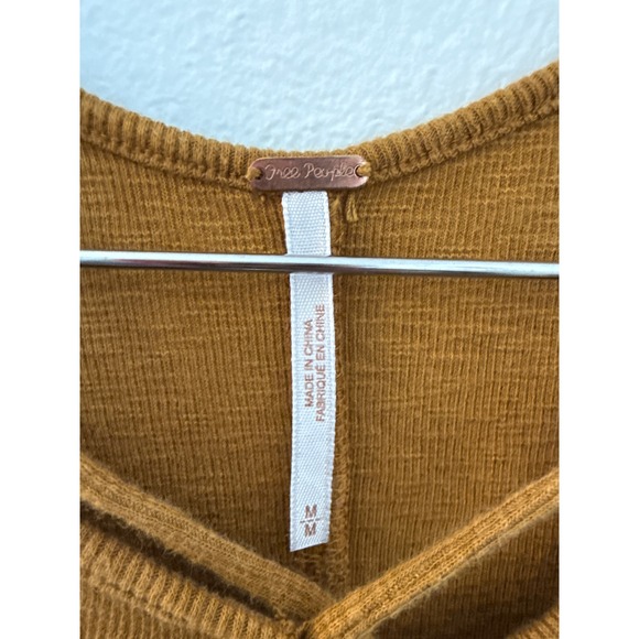 Free People Brown Criss Cross Tie Ribbed Tank Top Size Medium  Cotton Blend - Picture 2 of 4